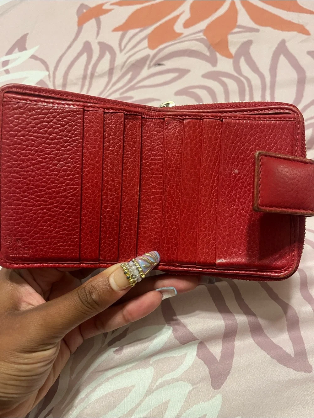 Gucci Brown GG Canvas Wallet with Red Trim